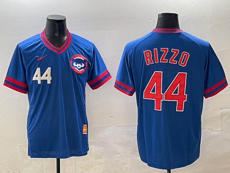 Men Chicago Cubs #44 Rizzo Blue Throwback Game 2025 Nike MLB Jersey style 6